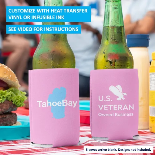 Vista 3 de TahoeBay Fundas enfriadoras para latas de cerveza en blanco, sublimación a granel para vinilo plegable de espuma, enfriadores para latas de soda