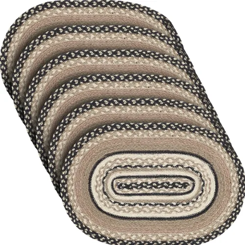 Vista 9 de VHC Brands Sawyer Mill, Dining Table Placemat, Braided Jute, Oval, Charcoal Creme, 10x15, 8 Pack 8 Pack