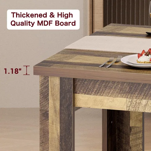 Vista 5 de CABIHOME Mesa de comedor rectangular de 63 pulgadas para 4-6, mesa de cocina grande de granja, marco resistente, 4 patas triangulares estables, mesa