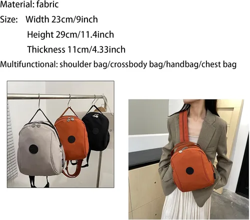 Vista 7 de Mochila impermeable para mujer, elegantes bolsas de mensajero, bolsa cruzada con múltiples compartimentos, Negro