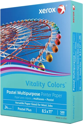 Vista 4 de Xerox® Vitality Colors™ Pastel Plus - Papel para impresora multiusos, tamaño carta, 24 libras, 30% reciclado, color aguamarina, resma de 500 hojas