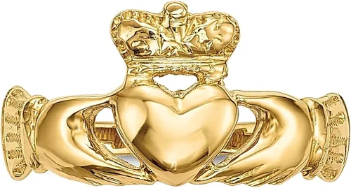 Vista 4 de Anillo Claddagh de oro amarillo de 14 quilates, joyería fina celta para mujer, regalos para ella, Oro, amarillo, oro amarillo
