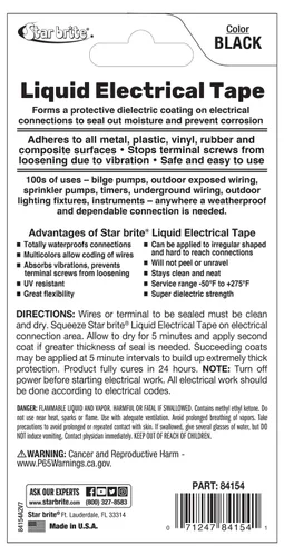 Vista 2 de STAR BRITE - Cinta aislante líquida eléctrica, tubo negro de 1 oz (084154)