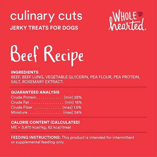 Vista 3 de WholeHearted by Petco Culinary Cuts Receta de carne seca para perros golosinas de 16 onzas