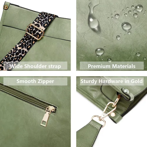 Vista 4 de Vegan Leather Crossbody Bags for Women, Crossbody Purse with Guitar Strap Zipped Pockets Handbag Shoulder Bag
