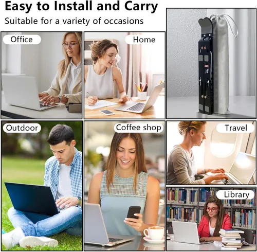 Vista 3 de Soporte para laptop, soporte para tableta de computadora, soporte plegable de aluminio ajustable para laptop, compatible con MacBook Air Pro