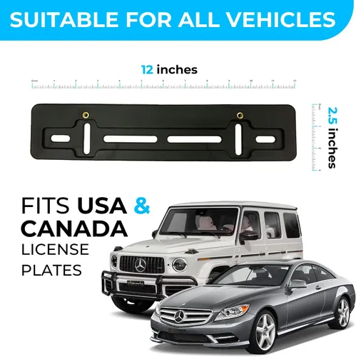 Vista 2 de Soporte de montaje de placa de matrícula del parachoques delantero para Mercedes-Benz 2000-2024 + Kit de tornillos y llave