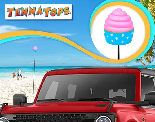 Vista 5 de Edición limitada Cupcake - Antena de coche Decoración de decoración de auto - Se adapta a la antena de estilo delgado