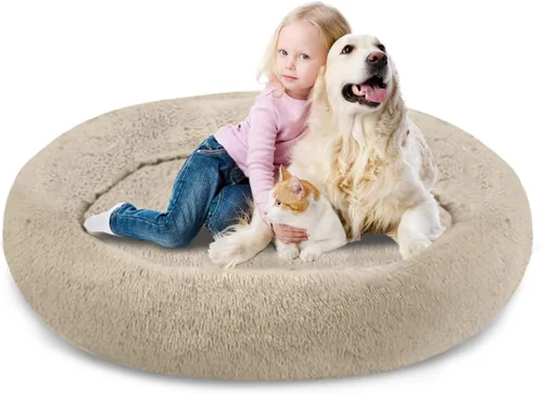 Vista 16 de SAVFOX Camas de felpa calmantes para perros, cama de perro dona para perros pequeños, medianos, grandes y extragrandes, cama cómoda para perros