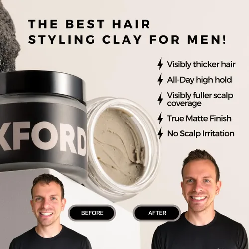 Vista 6 de Pomada de arcilla texturizada, arcilla para el cabello con acabado mate prémium para hombres, pomada 100% natural y orgánica de cinco ingredientes