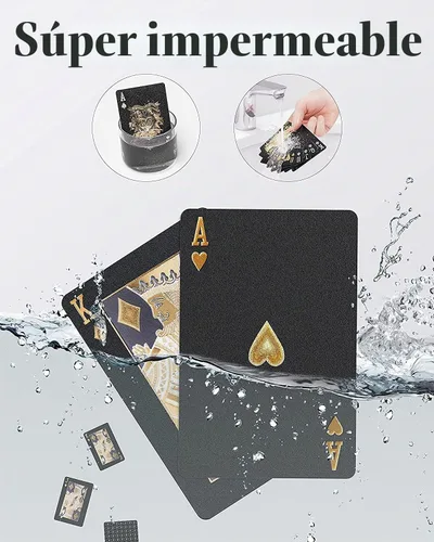 Vista 3 de BIERDORF Cartas de juego impermeables Baraja de naipes de plástico Baraja de póquer de regalo (calavera dorada)