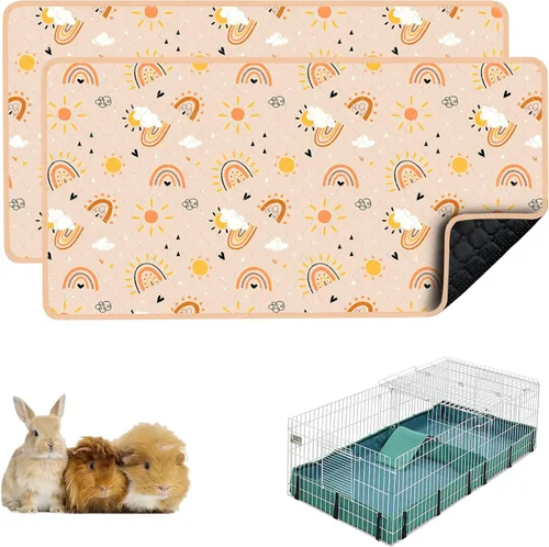 Vista 24 de Ropa de cama para cobayas, 2 paquetes de forro lavable para jaula de 49x24 pulgadas, almohadillas súper absorbentes lavables, impermeables y Palta