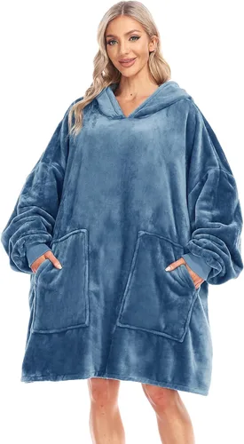 Vista 9 de Kipswiza Blanket Hoodie - Wearable Blankets Oversized Cozy Flannel Sweatshirt Blanket as Gifts for Adult Women Men