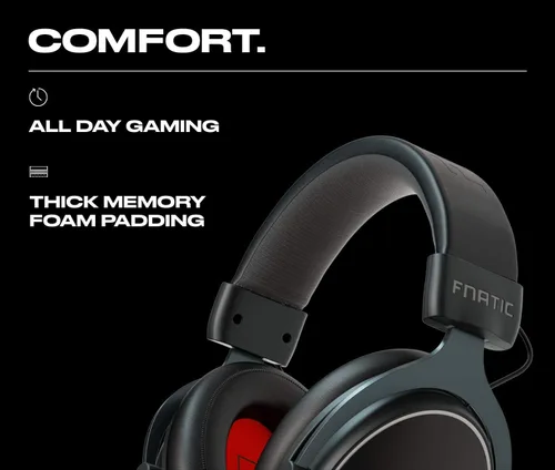 Vista 5 de Fnatic React+ - Auriculares para juegos electrónicos con controladores de 2.087in, sonido envolvente preciso 7.1 y tarjeta de sonido USB avanzada
