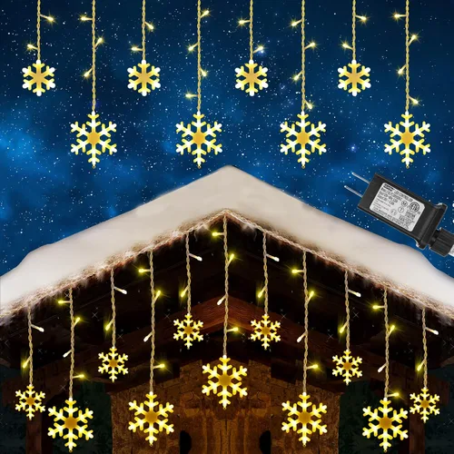 Vista 9 de Toodour Luces de carámbano de Navidad para exteriores, 20 tubos de 90 luces LED de carámbano con 8 modos, cadena de luz de cristal para interiores