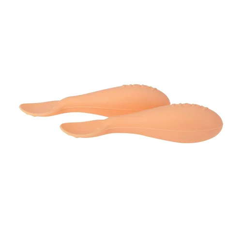 Vista 6 de Nuby Mini cucharas de silicona – (paquete de 2) cucharas de destete para bebés – 4+ meses – naranja
