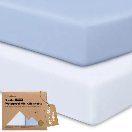 Vista 33 de 2 paquetes de sábanas ajustadas para mini cuna - 38x26 sábanas Pack N Play para colchón Pack and Play, algodón orgánico, ropa de cama transpirable