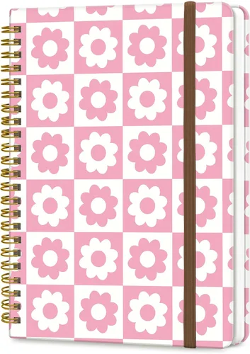 Vista 9 de Cuaderno de espiral A5, lindo cuaderno para mujeres y hombres, cuaderno de tapa dura con rayas universitarias para trabajo y toma de notas, 60