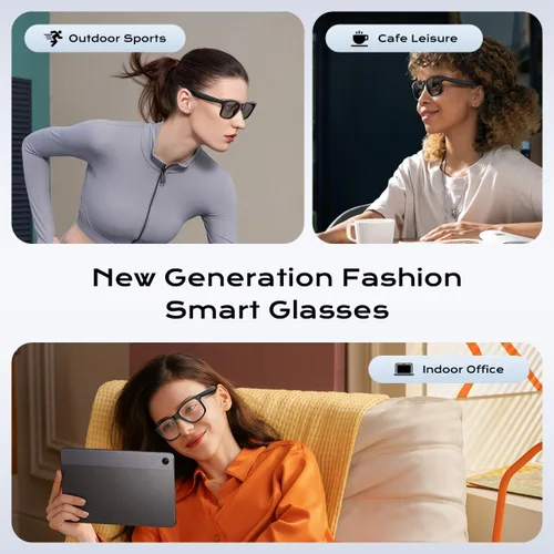 Vista 8 de Gafas de sol Bluetooth para mujer, lentes de sol fotocrómicas con luz azul, lentes de audio inteligentes para mujeres y hombres, micrófono y Lente