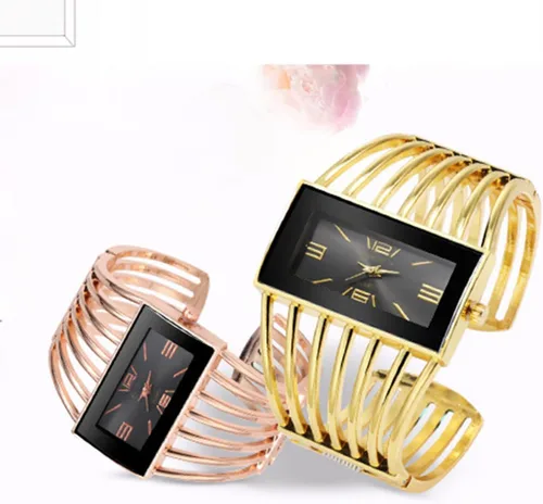 Vista 2 de Relojes de pulsera de moda para mujer, reloj de pulsera analógico de cuarzo con esfera rectangular de lujo, regalos para mujer
