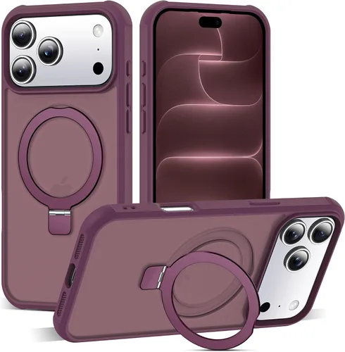 Vista 83 de SKYLMW - Funda compatible con iPhone 11 de 6.1 pulgadas, con soporte magnético invisible tipo anillo, funda translúcida de grado militar, compatible