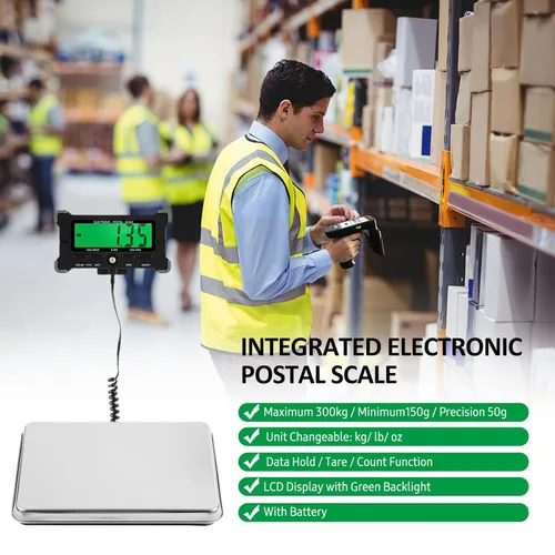 Vista 4 de Báscula postal electrónica de 660 libras/661.4 lbs, precisión de 1.76 oz/0.1 libras, pantalla LCD, plataforma grande de acero inoxidable de 16 x 12