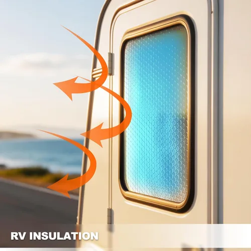 Vista 5 de Aislamiento de ventana para el calor del verano, rollo de aislamiento reflectante de burbujas de 16" x 10 FT, película reflectante para ventana