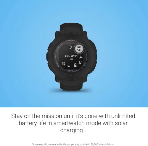 Vista 3 de Garmin Instinct 2 Solar, Edición Táctica, reloj resistente para exteriores con GPS, con capacidad de carga solar, construido para todos