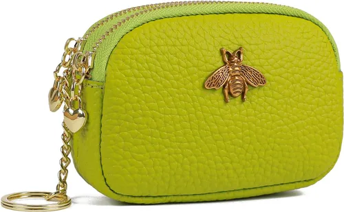 Vista 15 de Monedero de cuero para mujer, billetera pequeña para mujer, bolsa de cambio A-Negro