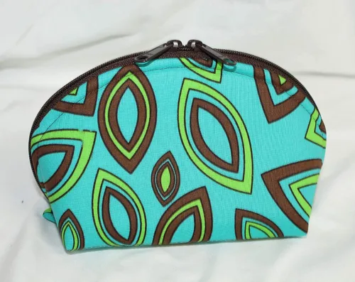 Vista 5 de Turquoise, Lime and Brown LARGE Clam Up ZipperCosmetic Bag