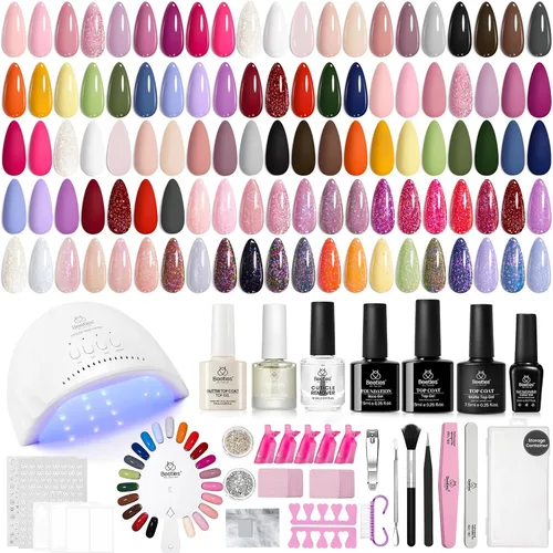 Vista 12 de Beetles - Kit de esmalte de uñas de gel con luz UV, 20 colores, juego de 31