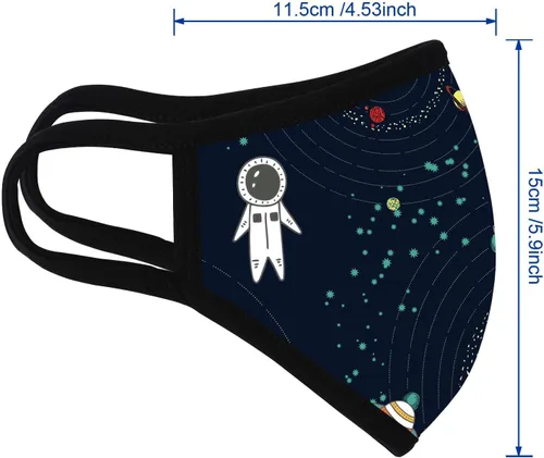 Vista 2 de Paquete de 3 mascarillas faciales de astronautas contra el polvo - algodón blanco interior - a prueba de polvo y aserrín lavable - reutilizable