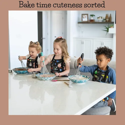 Vista 5 de Kids Aprons for Girls and Boys, Toddler Apron with Pocket for Painting, Cooking, Baking, Gardening and Crafts