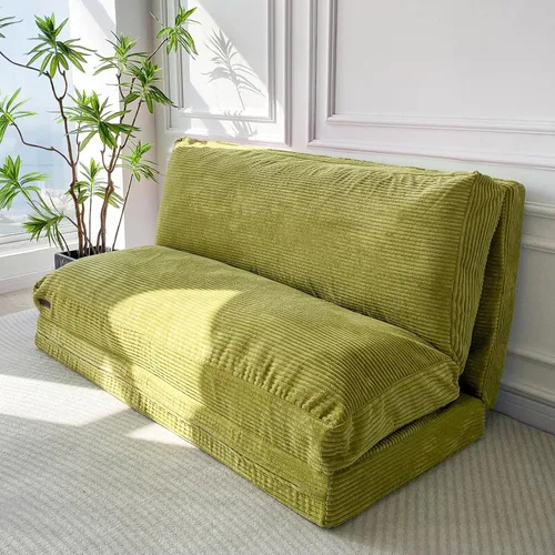Vista 19 de MAXYOYO Sofá cama plegable, sofá de suelo, silla convertible con funda lavable, sofá de suelo, sillón, puf, cama para sala de estar, beige, 39 x 91