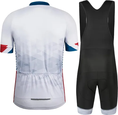 Vista 2 de GCRFL Conjunto de camiseta de ciclismo para hombre, pantalones cortos para bicicleta de carretera, mangas de jersey con cremallera, pantalones