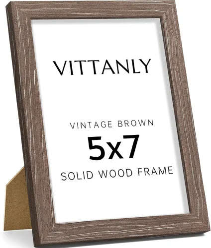 Vista 128 de Vittanly - Marco de fotos de 4 x 6 pulgadas de madera maciza con plexiglás, incluye paspartú de 3,5 x 5, para colgar en la pared o poner sobre una