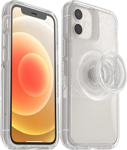 Vista 11 de OtterBox + Funda Pop Symmetry Series para iPhone 12 Mini (no 12, Pro, Pro Max) Embalaje no minorista - Transparente