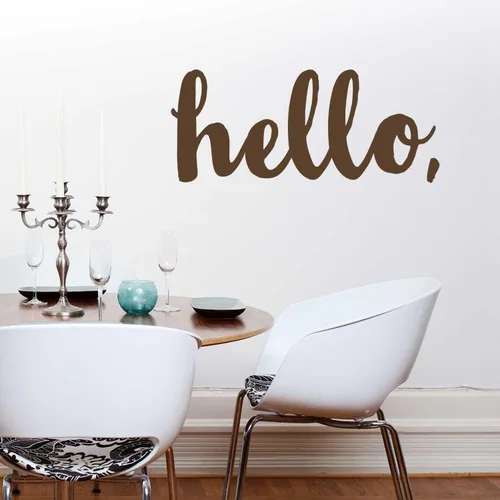 Vista 2 de Hello Decal – El oro Kiss – Cut Hello calcomanía decorativo para pared, diseño de cita by chromantics