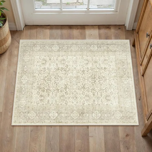 Vista 4 de PureCozy Alfombra de entrada pequeña beige 2x3 vintage tradicional Acento Beige