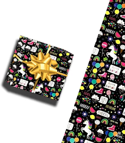 Vista 3 de WDNUKEE Papel de regalo de feliz cumpleaños para niños, niñas y niños, 6 hojas de papel de regalo de cumpleaños para niños, plegado plano de 20 x 28
