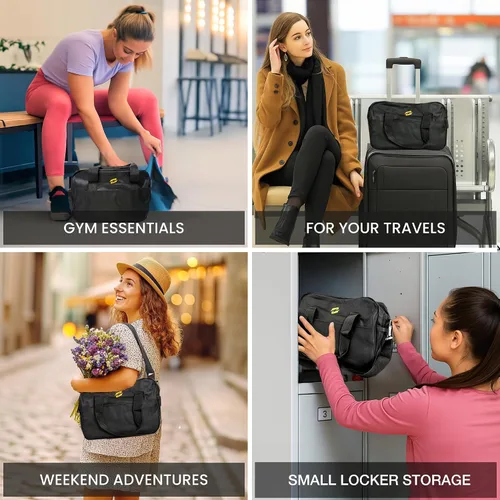 Vista 7 de Pequeña bolsa de gimnasio para mujer Bolsa deportiva compacta e impermeable para entrenamiento, viajes o yoga Bolsa de fitness ligera con bolsillo