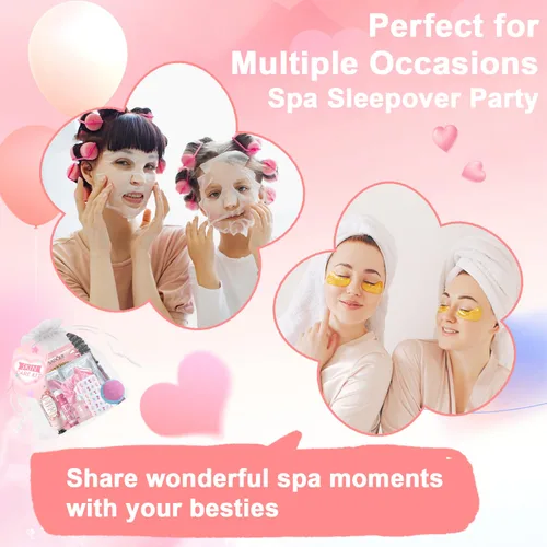 Vista 3 de 144 piezas de suministros de fiesta de spa para niñas y mujeres, los recuerdos incluyen máscaras faciales, cuidado de la piel, crema de manos