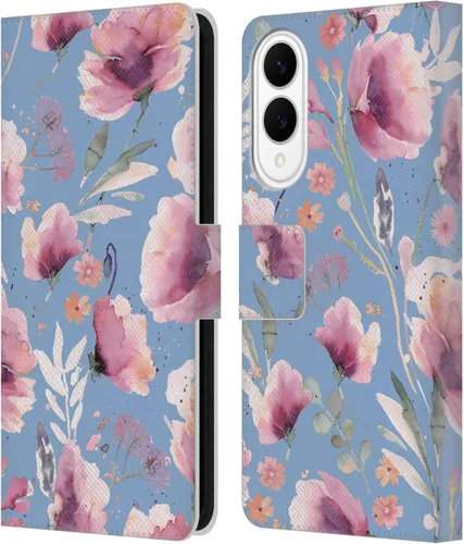 Vista 240 de Head Case Designs Officially Licensed Ninola Abstract Poppies Lilac Floral Leather Wallet Case Compatible with Samsung Galaxy A07 4G