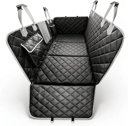 Vista 11 de IJVAE Funda de asiento para perro para asiento trasero, extensor de asiento trasero duro con capacidad para 500 libras, hamaca impermeable y Negro
