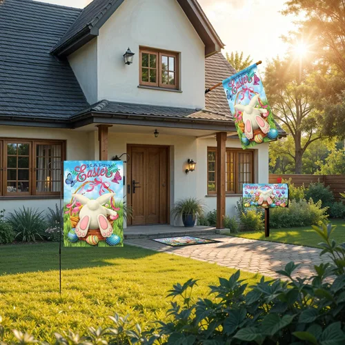 Vista 5 de Briarwood Lane Decoración para el hogar – Decoración de Pascua – Decoración de paquete temático – Bandera de casa – Bandera de jardín – Felpudo