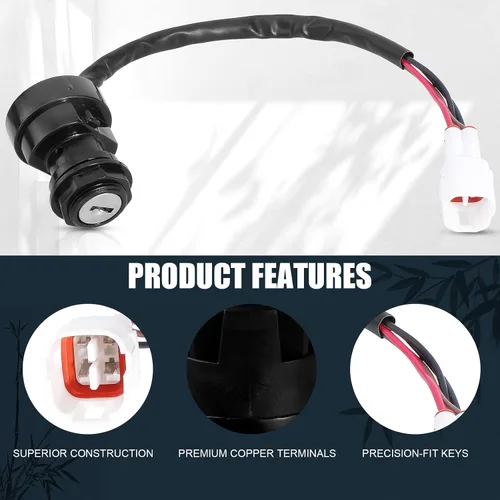 Vista 3 de Interruptor de llave de encendido compatible con Yamaha Warrior 350 Big Bear Tracker Wolverine Banshee Moto 4 Kodiak 400 Timberwolf 250 Raptor 50
