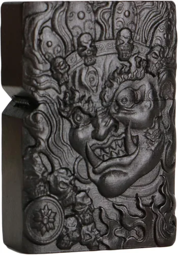 Vista 7 de Carcasa exterior de encendedor tallado en madera negra de ébano natural para kit de inserción Zippo (1000 brazos Avalokiteshvara de la diosa 3#)