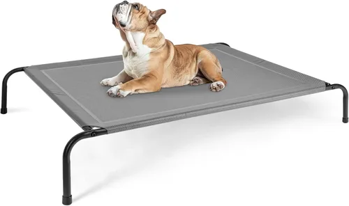 Vista 9 de Simple Deluxe Cama elevada y refrescante para perro, cunas portátiles elevadas para perros, patas antideslizantes, duradera, portátil, para Negro