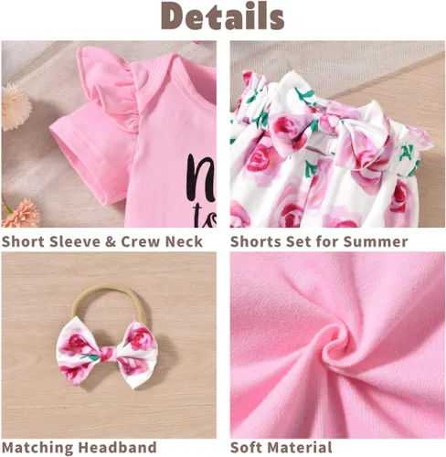 Vista 16 de Aalizzwell Conjunto de pantalones cortos para bebé recién nacido para el verano