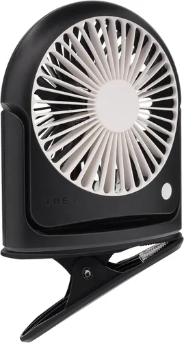 Vista 8 de Treva Ventilador de trípode de 5 pulgadas con luz incorporada y soporte de teléfono adjuntable, mini ventilador recargable de 3 velocidades